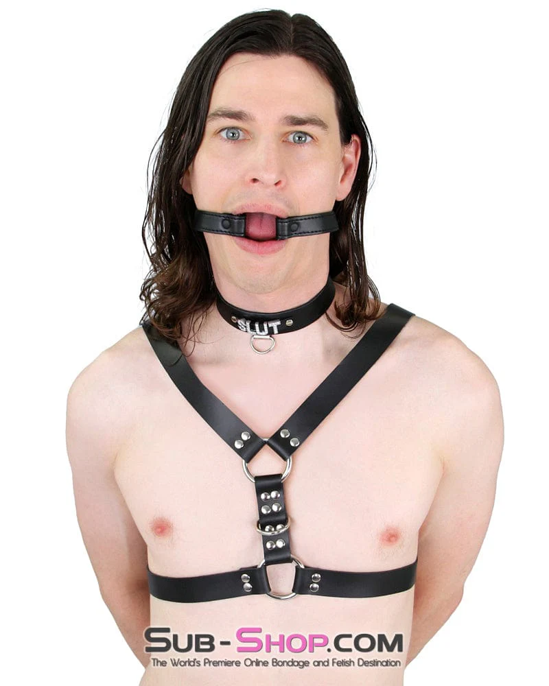 6844A SLUT Rhinestone Collar, Black Leather - Image 31