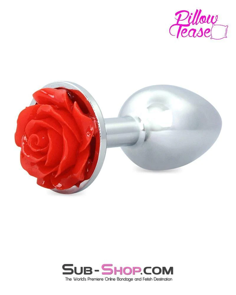 0494E Small Red Rose Base Chrome Anal Plug 🔥 FINAL CLEARANCE – Last Chance!