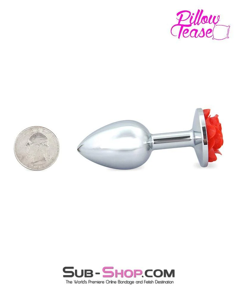 0494E Small Red Rose Base Chrome Anal Plug 🔥 FINAL CLEARANCE – Last Chance! - Image 7
