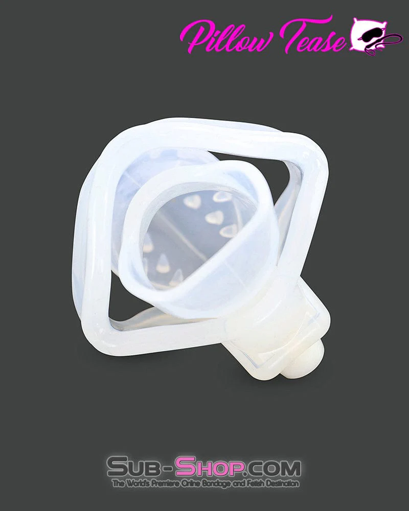 2622AR      Spiked Locking Silicone Chastity Cage with Ball Stretching Cock Ring - Image 7