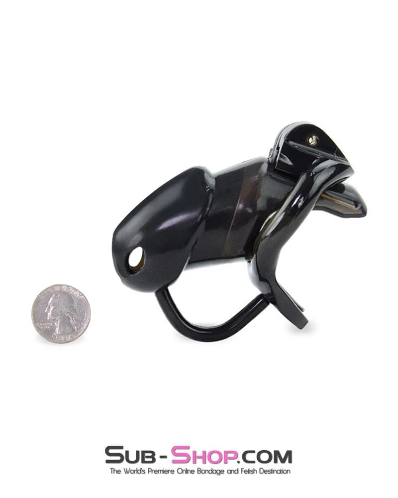 1387AR      Spiked Long Black Cock Blocker Silicone Locking Male Chastity with Ball Divider - Image 4