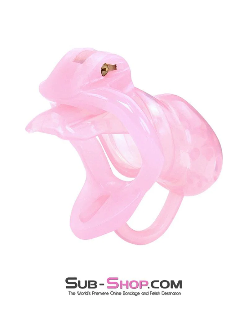 1391AR-SIS      Spiked Pink Sissy Cock Blocker Silicone Locking Male Chastity with Ball Divider - Image 12