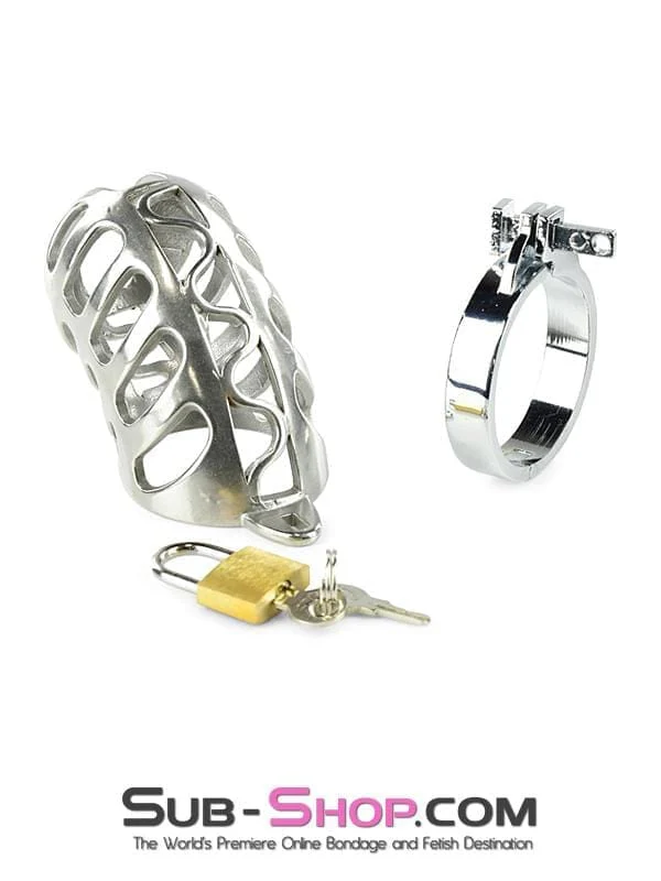1884AR Stainless Steel Cock & Ball Locking Male Chastity System - Image 8