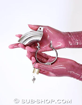 8738SM Stainless Steel Open-End Chastity Cage – Locking Male Chastity Device with Cock Ring - Image 10