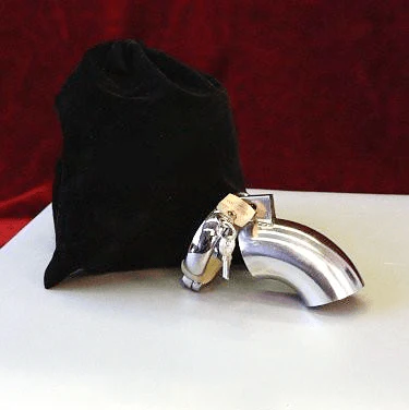 8738SM Stainless Steel Open-End Chastity Cage – Locking Male Chastity Device with Cock Ring - Image 6