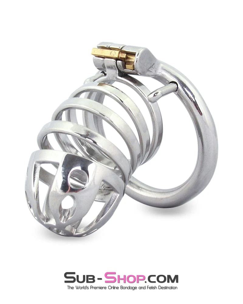 6764M The Slammer Stainless Steel Locking Chastity Cock Cage - Image 3