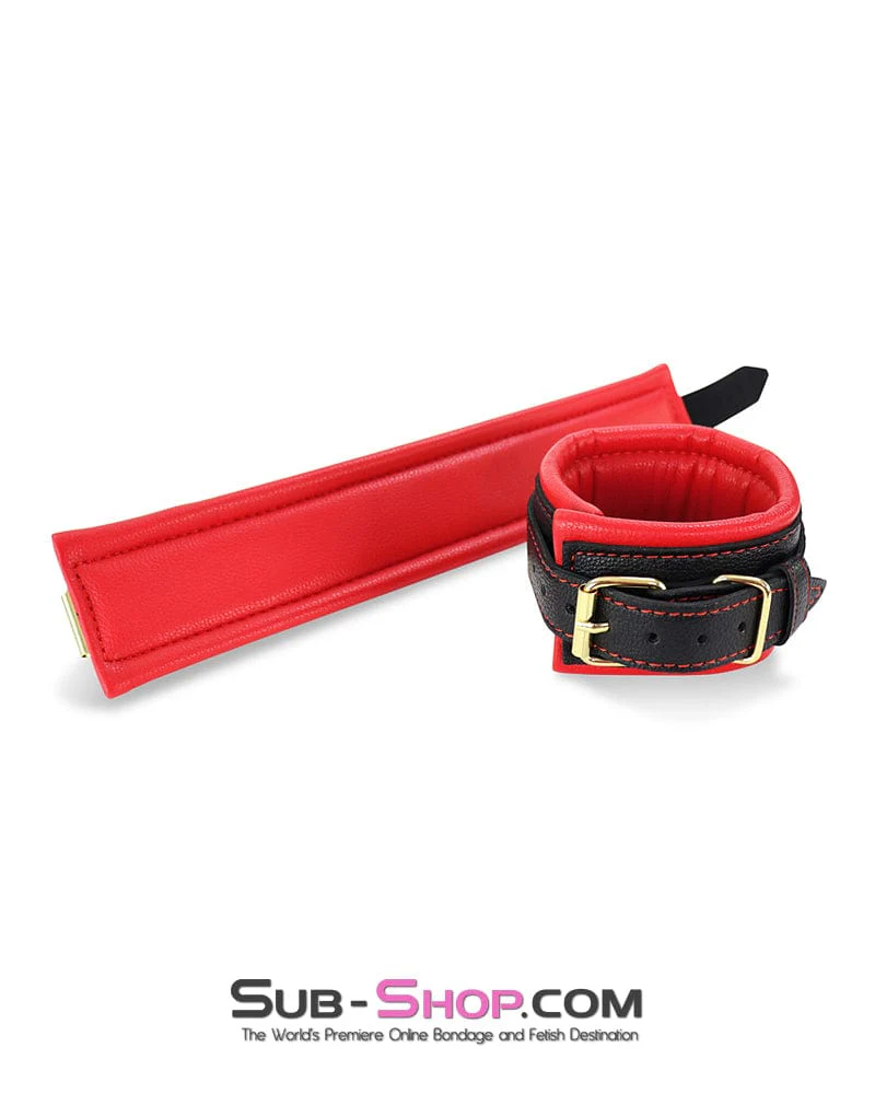 9864M Thickly Padded Bondage Cuffs with Gold Hardware - Image 3