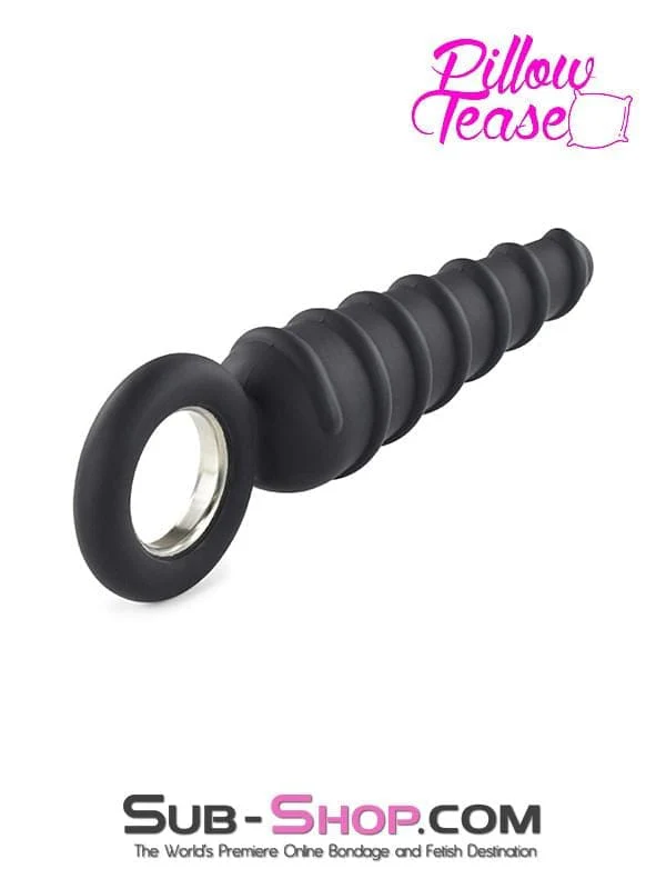 1632M      Twist Cone Spiral Silicone Anal Massager with Steel Pull Ring - Image 10