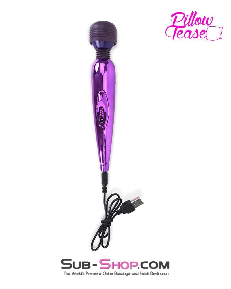 7120S USB Rechargeable Purple Power Chrome 7" Vibrating Travel Wand - Image 7